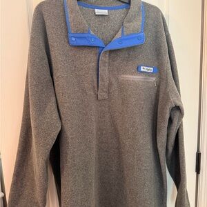 Columbia Heather Gray Fleece with Blue Trim